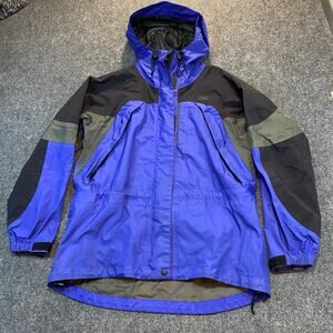 Sierra Designs Men's Size XL Gore Tex Black Blue Rain Jacket Windbreaker Hooded